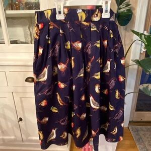 New Without Tags Grace Karin Navy Bird Print A-Line Skirt